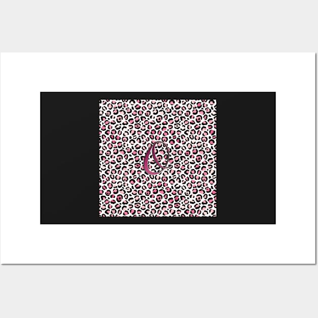 Letter O Monogram & Pink Leopard Print Wall Art by kansaikate